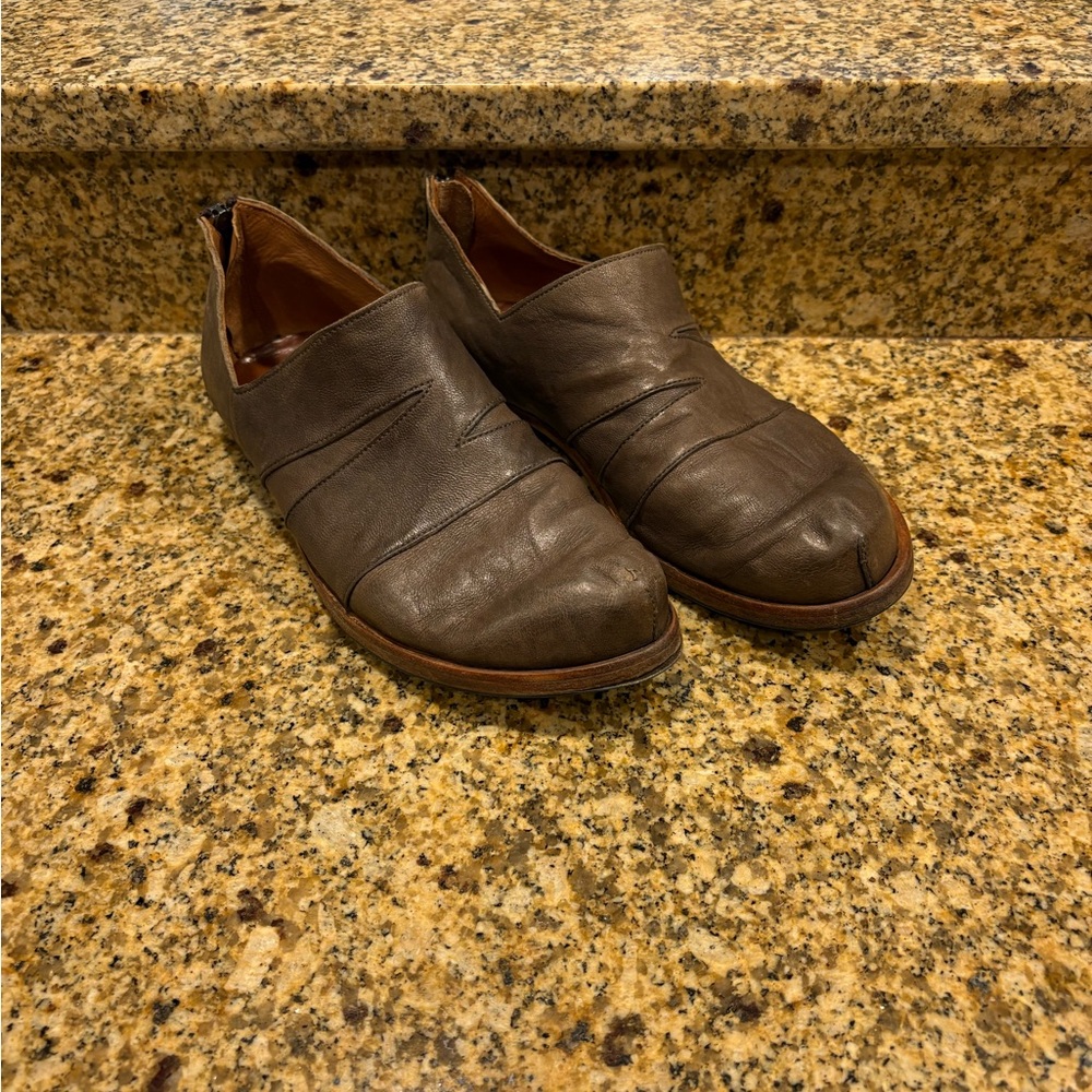 CYDWOQ Men’s Handmade Shoes 43 US 9.5 Brown Leather Rear Zip Loafer Casual